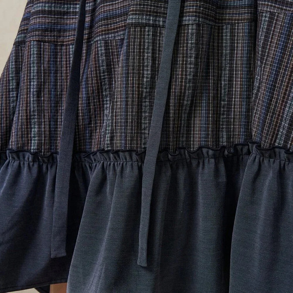 Multicolor Cute Women's Vacation Contrast Striped Ruffle Hem Tie Neck Dress - Picture 8 of 8